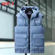 WP-3 модный жилет Для мужчин утепленная куртка на молнии с капюшоном и классический в стиле «хип-хоп»; Сезон Зима; платья без рукавов со стразами; Колледж стильная куртка Костюмы