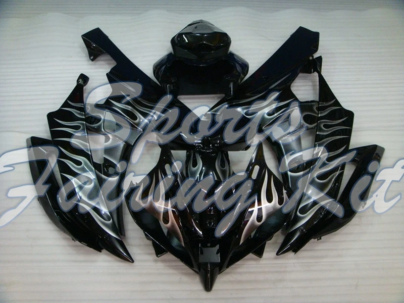 Боди для YZFR6 2006 2007 серебристо черные Пламенные Пластиковые обтекатели YAMAHA