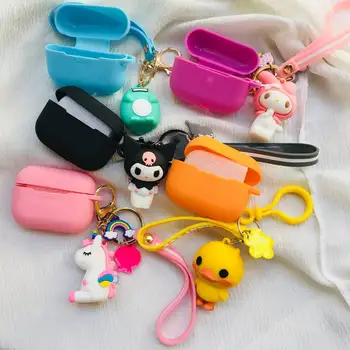 

For Air pods Pro Cute Wireless keyring Silicone Case funda For AirPods Pro 3 Case luxury keychain Cartoon Earphone Case coque