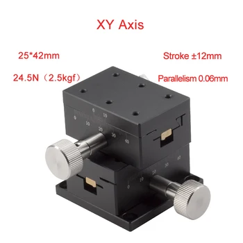

XY Axis 25*42 Manual Displacement Platform Micrometer Sliding Stage Table Steel Ball Guide PLWY2542