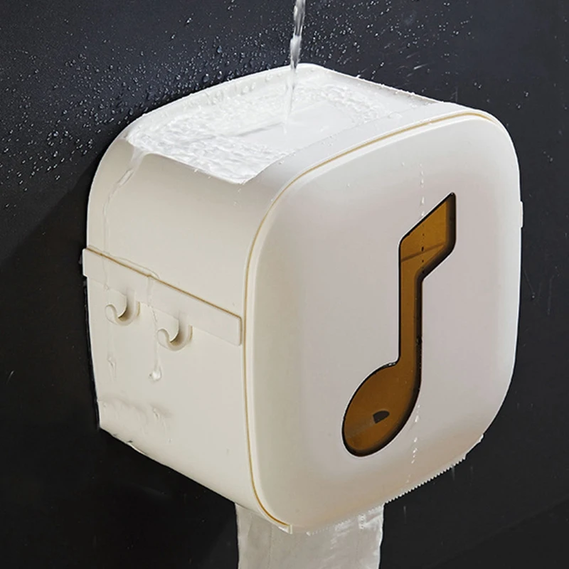 ABUI-Multifunction Bathroom Waterproof Tissue Box Plastic Toilet Paper Holder Wall Mounted Storage Hook Box Double Layer Napkin