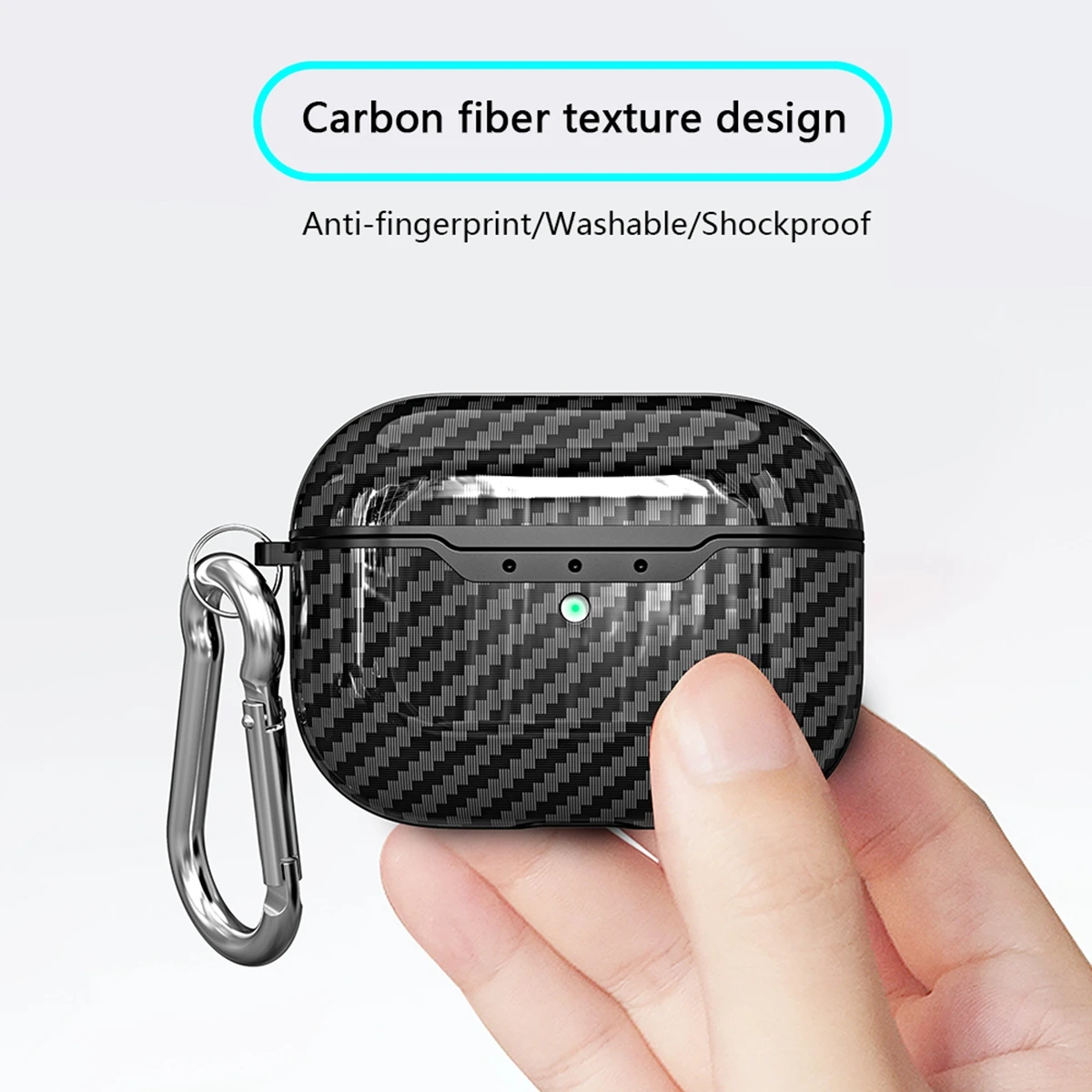 For Apple AirPods Pro Case Carbon Fiber Litchi Grain Wireless Earphone Cover For Airpods 3 Air pods pro Cases with Keychain