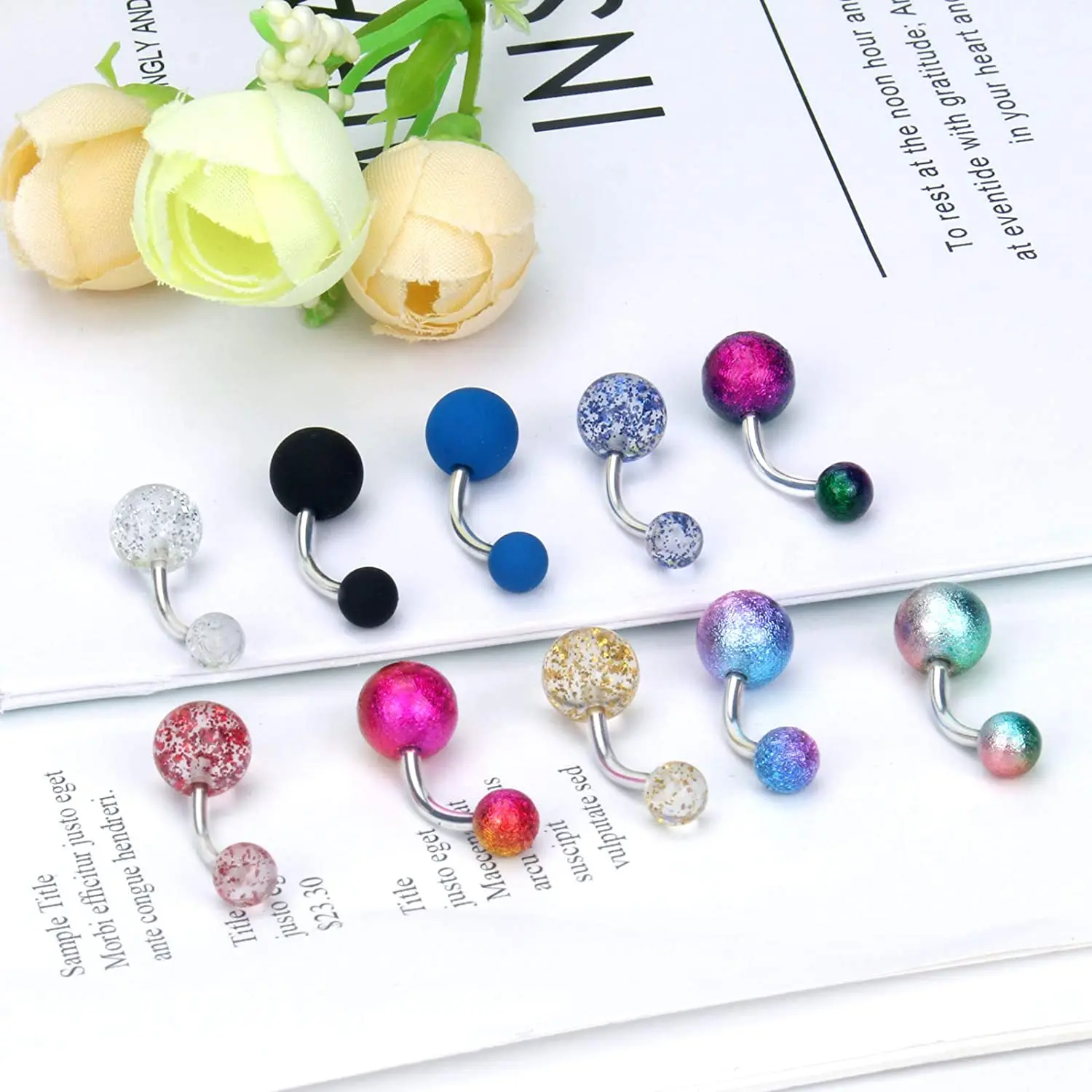 18Pcs Belly Button Rings Belly Rings for Women Stainless Steel Jewelry Belly Barbells Navel Rings Body Piercing Jewelry