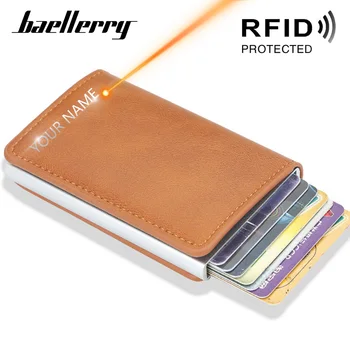 

Free Engraving Men Wallets Quality Rfid Card Holder RFID Male Vintage Short Purse Small Leather Slim Wallets Mini Wallets