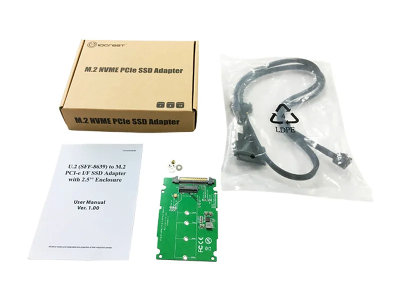 SSD Add on Cards 2," адаптер корпуса U.2(SFF-8639) to M.2 PCI-e I/F с кабелем NGFF