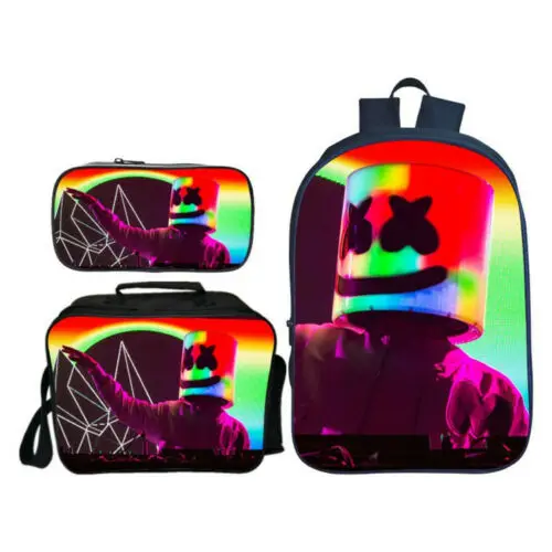 Style 4 Комплект из 3 предметов: рюкзак Marshmello DJ для школы+ сумка для книг, сумка для ланча, сумка-тоут+ пенал, сумка для школьников, сумка для ноутбука - Цвет: Style 4