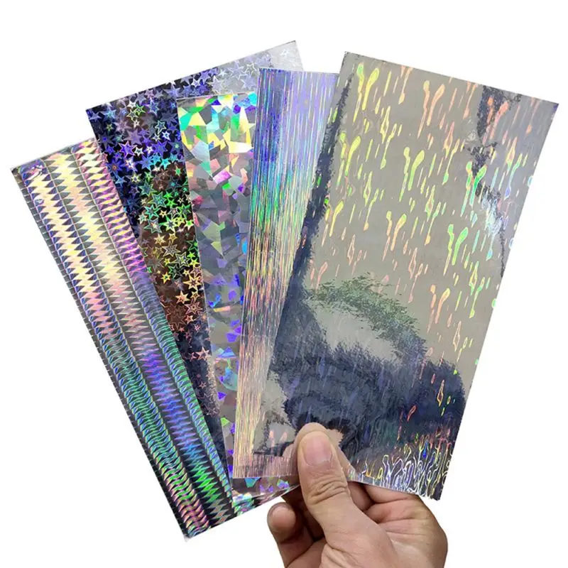 

10pcs/set Fishing Lure Stickers 20x10cm Silver Geometric Figure Pattern Laser Holographic Artificial Bait DIY Sticky Paper