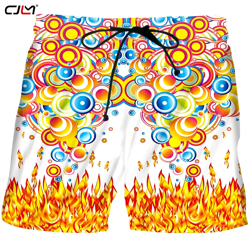 

CJLM New Man Colorful Shorts 3D Printed Personality Flame Annulus Mens Spandex Boardshorts Hot Sale Wholesale