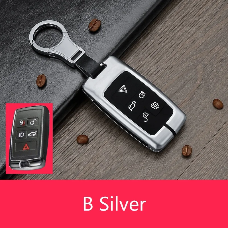 Автомобильный силиконовый металлический брелок-чехол для Land Rover Range Rover Discovery 5 Sport Evoque freelander 2 Velar Key протектор - Название цвета: B silver color