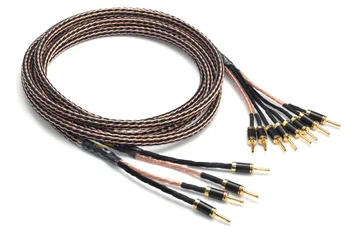 

Hifi Speaker Cable High Purity OCC Speaker Wire With 2 Banana Plug to 4 Carbon Fiber Banana Jack