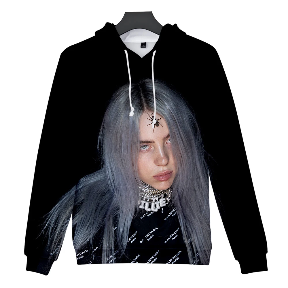 Американская певица Billie Eilish 3D Толстовка Повседневная Женская/Мужская Harajuku пуловер Толстовка Billie Eilish осень девушка 3D с капюшоном XXS-4XL