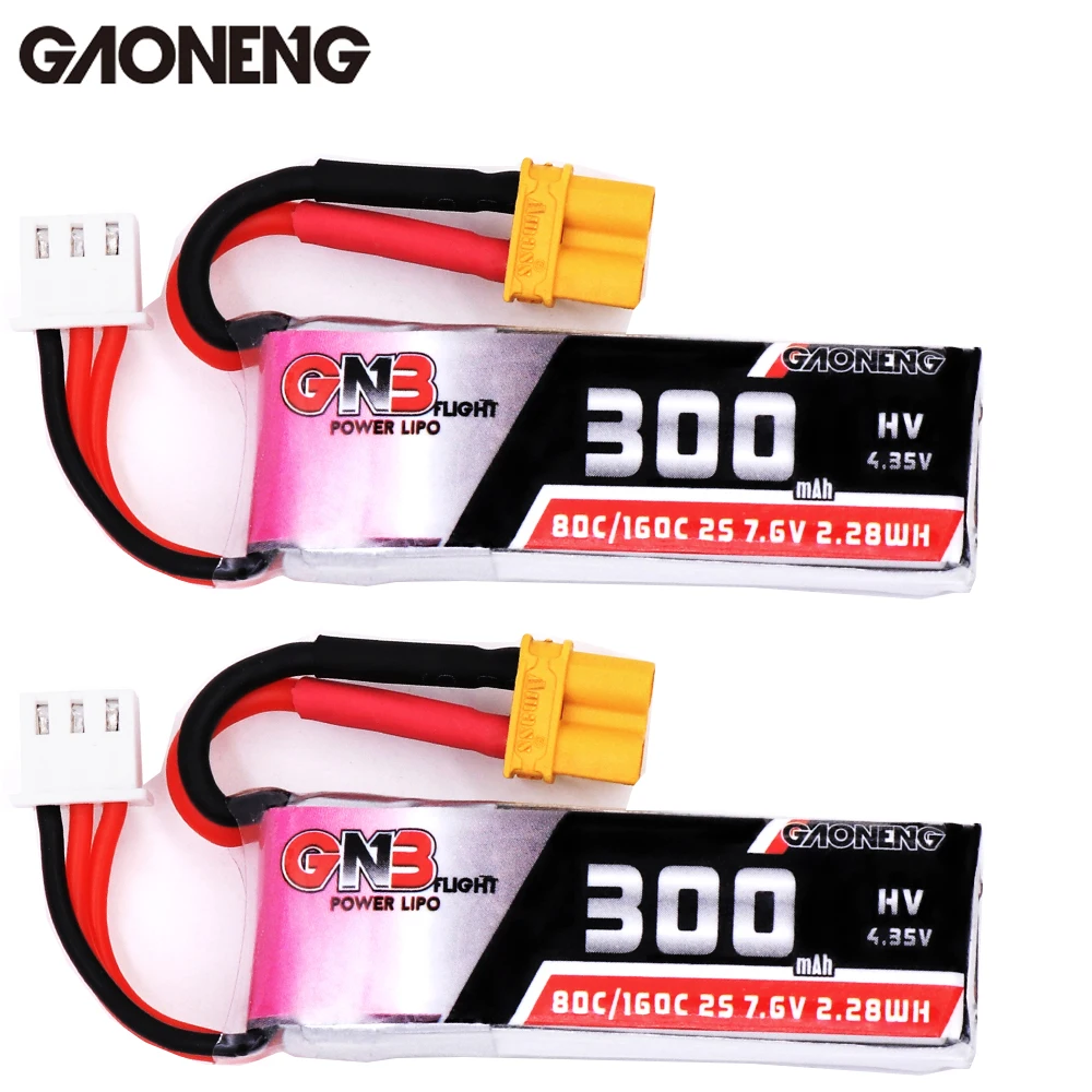 Аккумулятор Gaoneng GNB 300 мАч 3 8 в 7 6 В 30C 80C1S 2S HV 4 35 XT30 Lipo для Micro RC FPV Racing Cine Whoop BetaFPV Drone