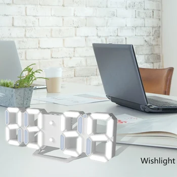

3D LED Digital Clock Electronic Alarm Clocks Creative Three-Dimensional Wall Desk Clock Temperature Date Snooze Electronic Clock