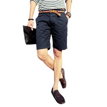 Англия Стиль Рубашки домашние Для мужчин Открытая Летняя обувь по колено, модные короткие штаны Nary синего цвета, Размер 29