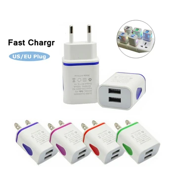 

For iphone Samsung Xiaomi Huawei EU And US Plug 2.1A 5V LED Dual USB Wall Charger Home Travel Adapter Fast Charging