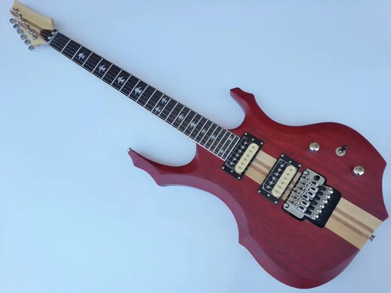 

Neck Through Red color solid mahogany wood body professional electric guitar 39 inch 24 frets 6 string electric guitar