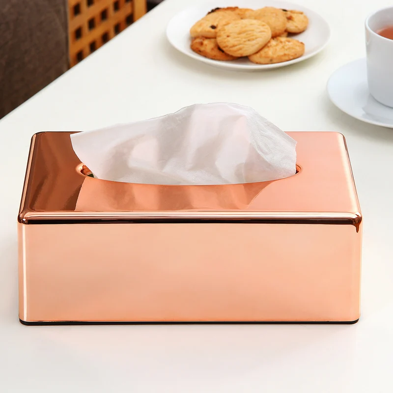 

Paper Rack Elegant Royal Rose Gold Car Home Rectangle Shaped Tissue Box Container Towel Napkin Tissue Holder