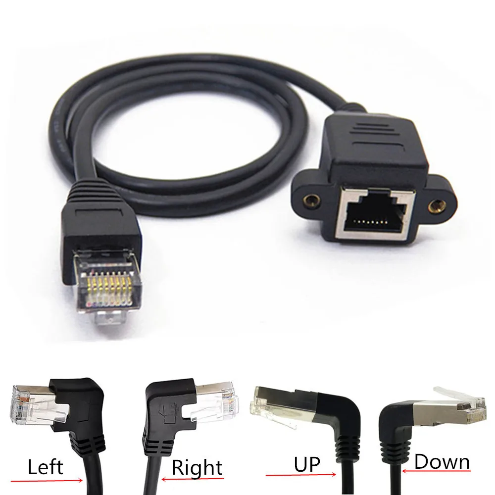 

RJ45 Cat5 8P8C FTP STP UTP Cat 5e Male to Female 90 Degree Right Angled Panel Mount LAN Ethernet Network Cable 0.3m 0.6m 1m 1.5m