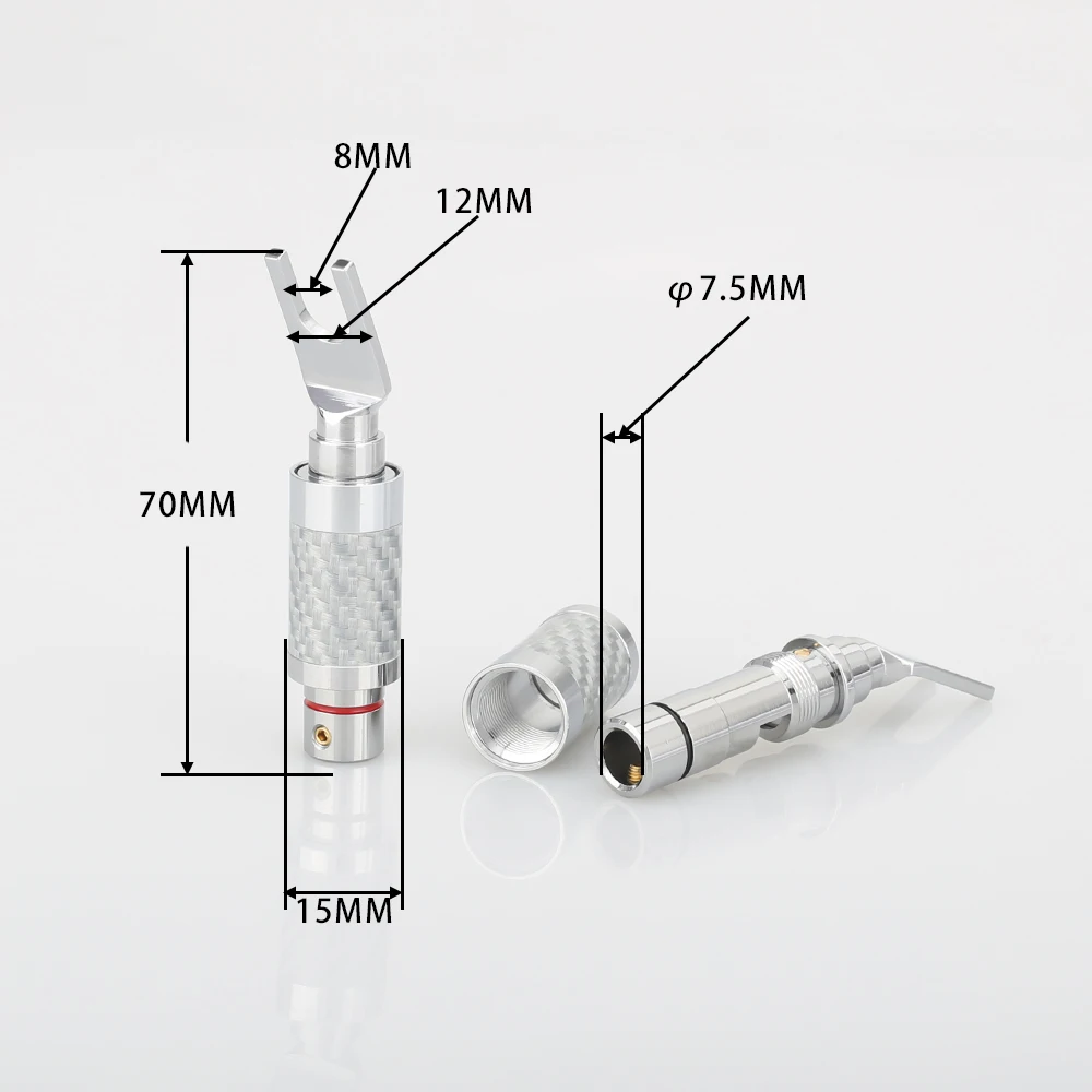4x родиевое углеродное волокно вилка динамик кабель медный разъем HiFi|Коннекторы и
