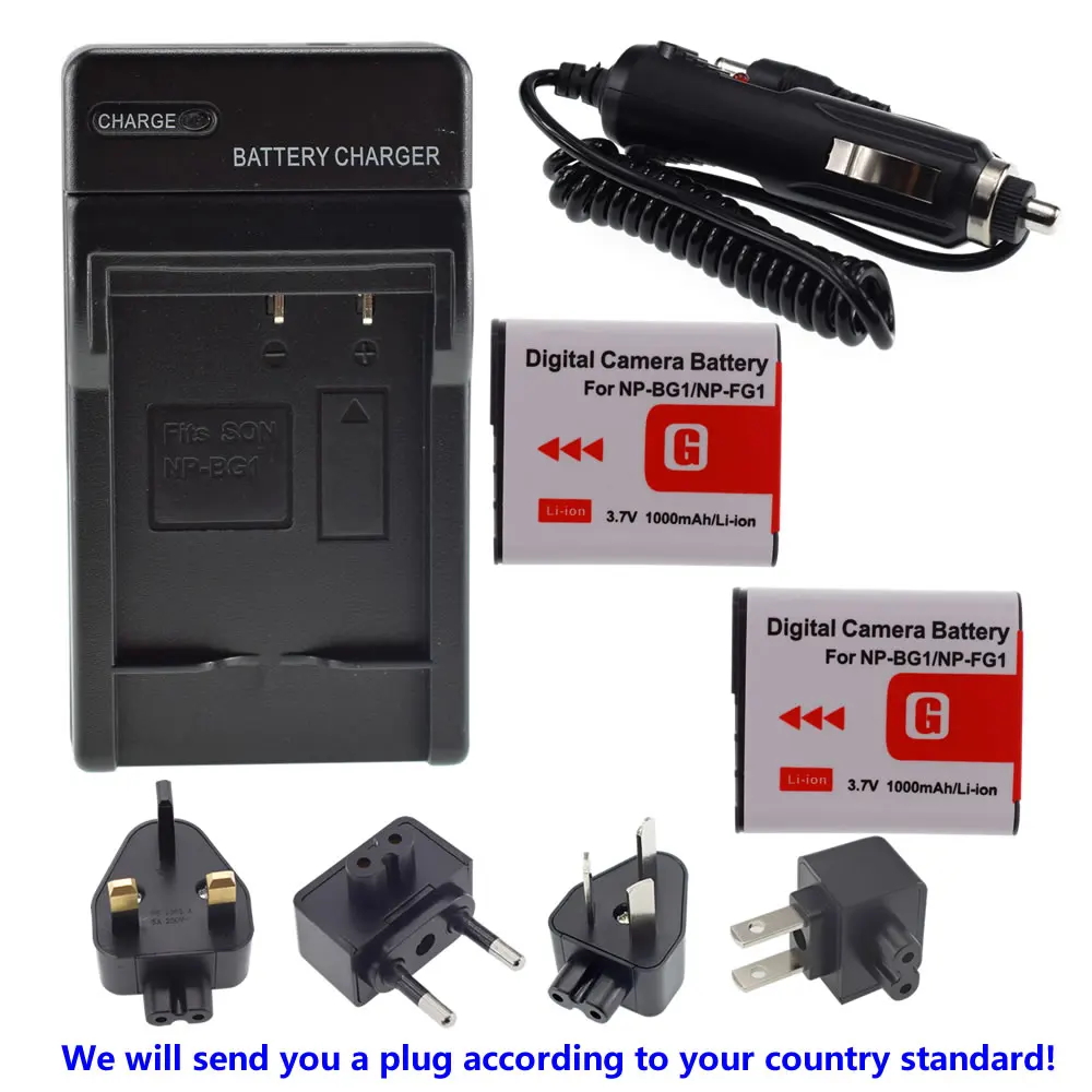 2x NP-BG1 Battery + Charger For Sony Cyber-shot DSC-H DSC-W DSC-N1 N2 DSC-T | Электроника