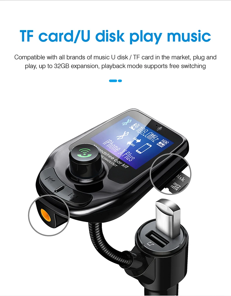 Cafele QC3.0 автомобильное зарядное устройство автомобильный комплект громкой связи беспроводной Bluetooth fm-передатчик MP3-плеер USB lcd модулятор Автомобильный Bluetooth MP3 Play