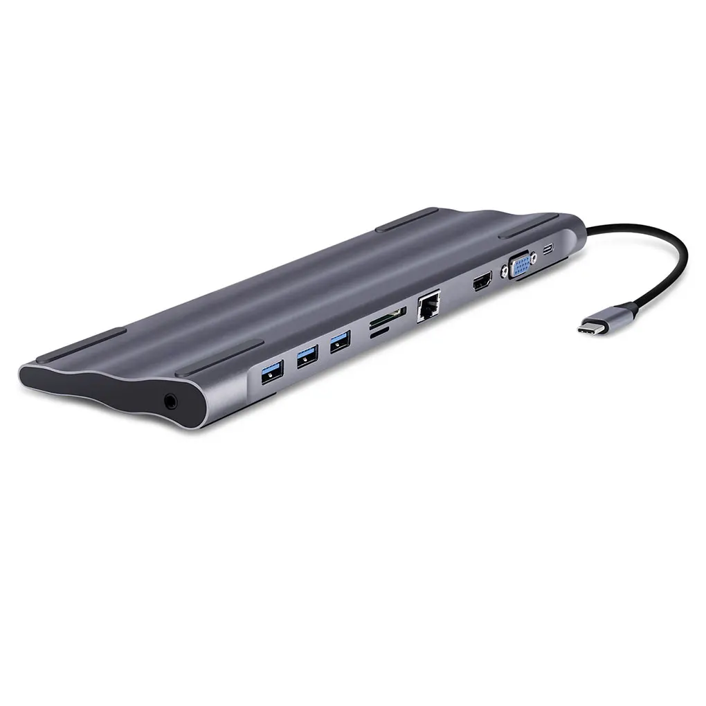 Разъем type-c 10 в 1 USB3.0 концентратор SD считыватель карт памяти RJ45 порт HD VGA конвертер 3,5 мм аудио адаптер