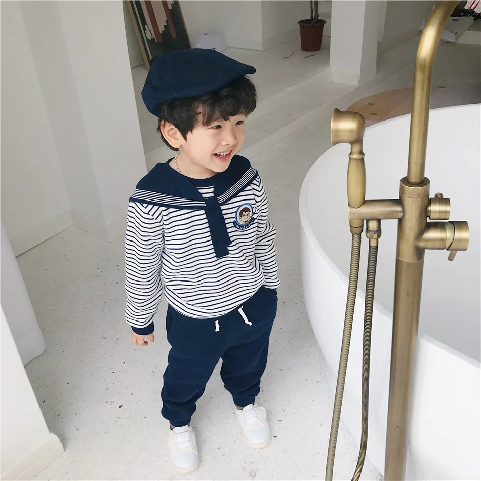 Tonytaobaby/Новинка; зимний детский костюм для мальчиков и девочек с милым рисунком в морском стиле; костюм для мальчиков и девочек