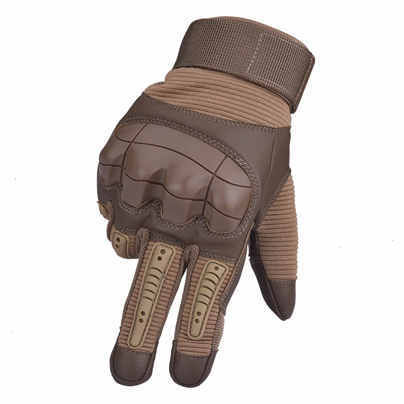 Full Finger Brown Перчатки из искусственной кожи для сенсорного экрана, мотоциклетные перчатки, перчатки для мотокросса, езды на велосипеде, Жесткие защитные перчатки для пальцев на полпальца - Цвет: Full Finger Brown
