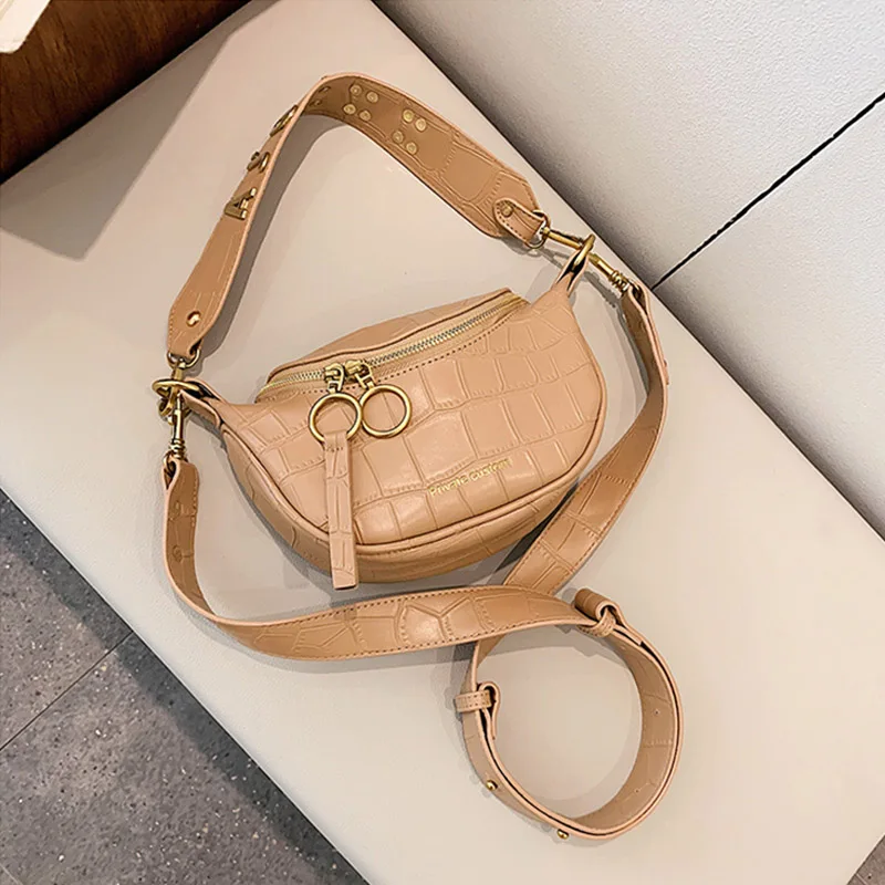 Khaki waist bag Модная Кожаная поясная сумка, брендовая сумка с узором «крокодиловая кожа», Женская нагрудная сумка через плечо, поясная сумка, Дамская поясная сумка - Цвет: Khaki waist bag