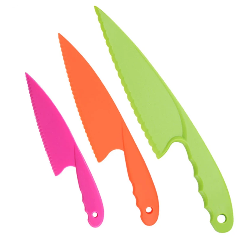 TAORISH Juego de 4 cuchillos para niños, cuchillos de cocina seguros para  niños, cuchillo de cocina de nailon con cortador arrugado, bordes dentados