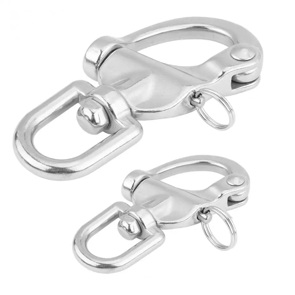 87mm 128mm Durable Round Shape 316 Stainless Steel Snap Shackles Quick Release Spring Swivel Bail Rigging