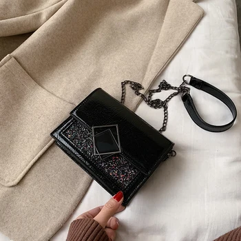 

bags for women 2020 new women's bag sequins women's bag shoulder bag messenger bag ladies oil leather handbag handbag chain bag