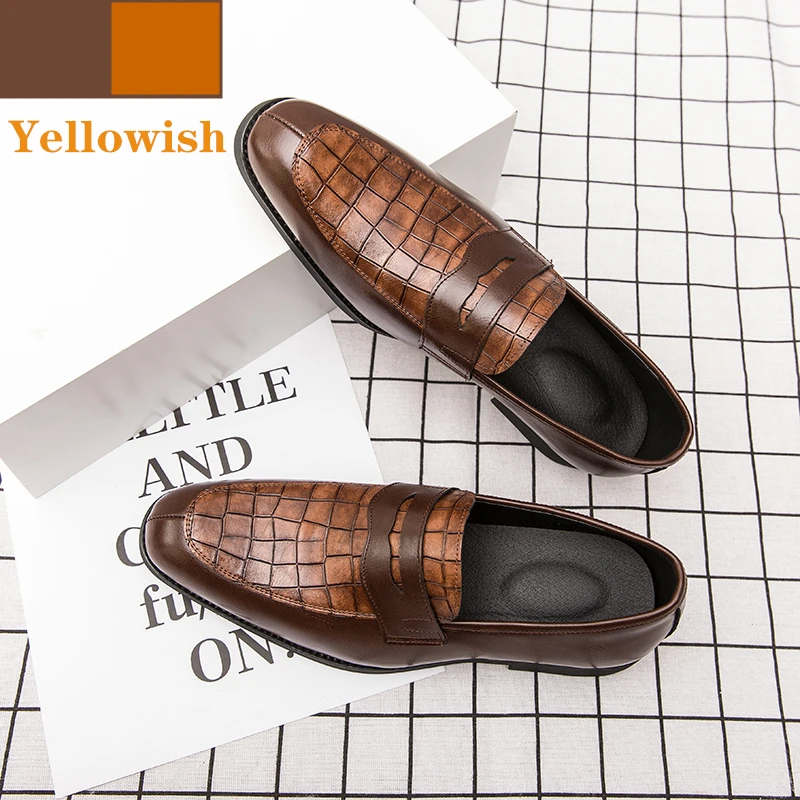 Yellowish Misalwa/Брендовые мужские кожаные модельные туфли в британском и итальянском стиле слипоны фиолетового и зеленого цвета размера плюс 38-48, вечерние туфли для джентльменов, обувь для свадебного костюма - Цвет: Yellowish
