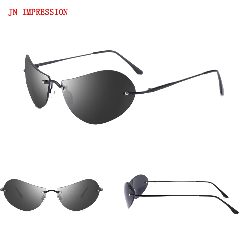 

JN IMPRESSION Mini Rimless Sunglasses Men Classic Matrix Morpheus Glasses Women Steampunk Movie Eyewear Ultra-light Thin Frame