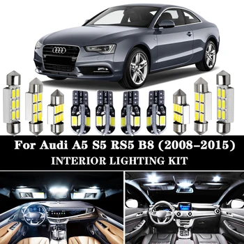 

14pcs LED Front dome lamp + Rear + Vanity mirror + Trunk + Glove + Door Interior Lights Kit for Audi A5 S5 RS5 B8 (2008-2015)