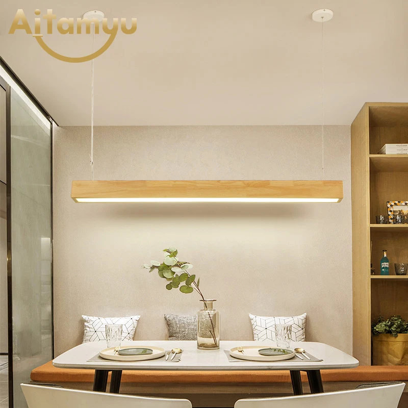 Современный скандинавский деревянный 220 В светодиодный подвесной светильник с деревянным абажуром для столовой длинный шнур подвесное офисное освещение
