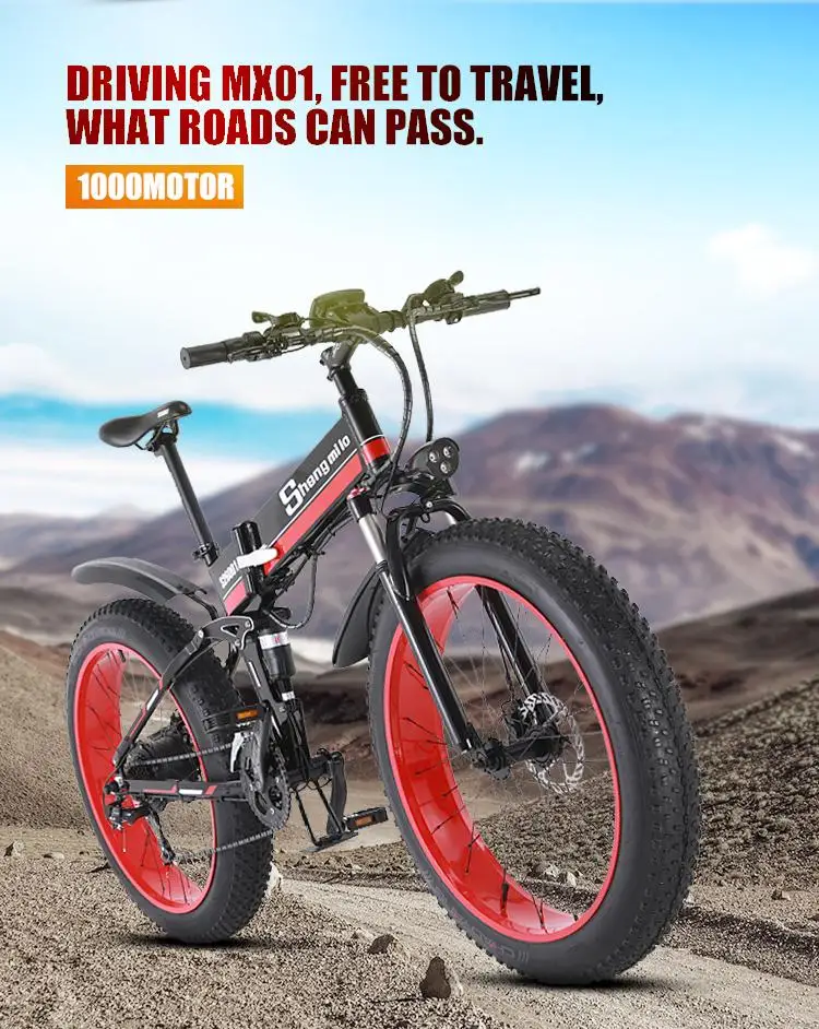 Электрический Снежный скутер двухколесный Электрический велосипед 4,0 Fat Tire мощный электрический велосипед 1000 Вт 48 В внедорожный горный электровелосипед