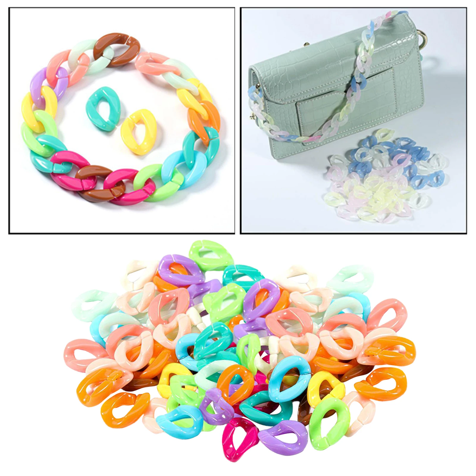 100pcs Plastic Durable Chain C Links Buckle DIY Jewelry Necklace Supplies