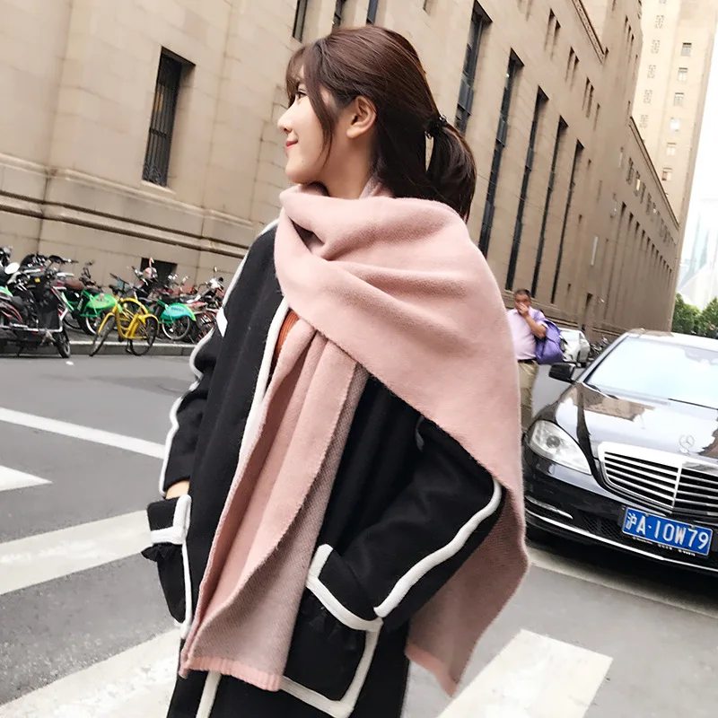 

2018 New Style Autumn And Winter Solid Color Faux Cashmere Thick Women's Long Scarf Versatile Large Shawl Scarf