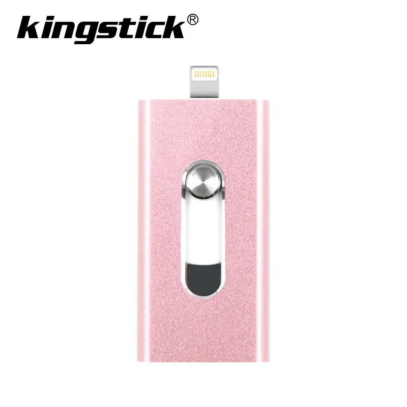 USB флэш-накопитель для iPhone X/8/7/7 Plus/6 Plus/6s/5/SE/ipad 3 в 1 флеш-накопитель 16 ГБ 32 ГБ 64 ГБ 128 ГБ флэш-накопитель usb 2,0 - Цвет: rose-gold