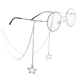 Цепочка для очков женская, модный шнурок для солнцезащитных очков для чтения с полыми звездами, жемчужинами и бусинами, держатель для очков