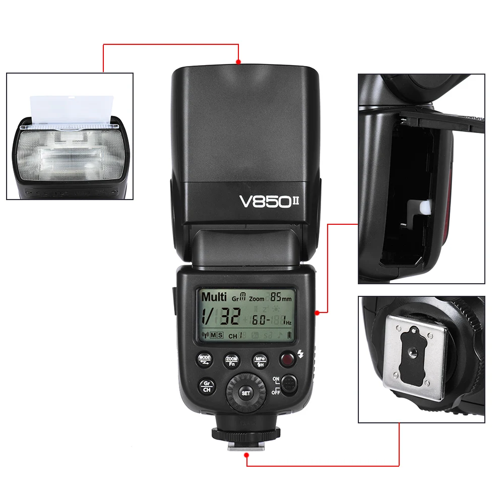 Godox V850II GN60 2,4G Off камера 1/8000s HSS светодиодная фотовспышка для камеры Canon EOS s