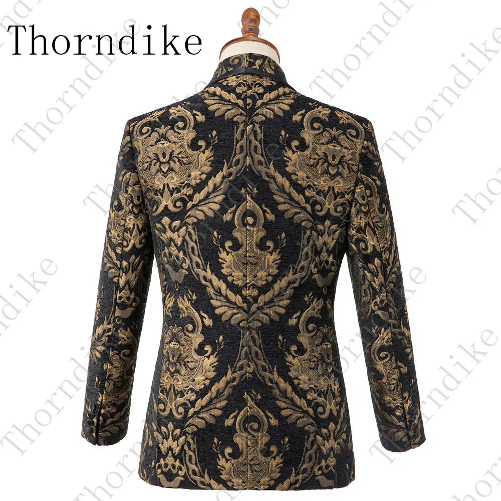 Thorndike золотая вышивка цветочный узор сценический костюм куртка мужской Стильный блейзер Мужской сценический вечерний блейзер мужской бархатный блейзер