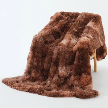 

Shaggy Blanket Double Layer Super Soft Fuzzy Fur Tie-Dye Printed Cover Blanket Comfortable Fluffy Throw Blanket