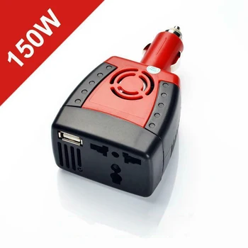 

150W 12V DC to 110V/220V AC Cigarette Lighter Power Supply Car Power Inverter Adapter with 2.1A USB Charger Port Audio Transform