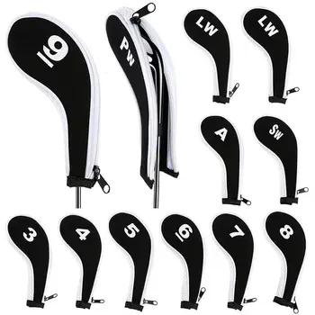 

12PCS/Set Exquisite PU Golf Club Iron Head Covers Protector Golf Head cover Sets Iron Club Head Cover Accessories