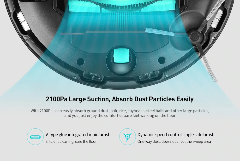 VIOMI V2 PRO LDS 2 in 1 Sweeping Mopping Dust Collector, Home floor Carpet Smart Robot Vacuum Cleaner,Quiet, Mijia APP Control 7