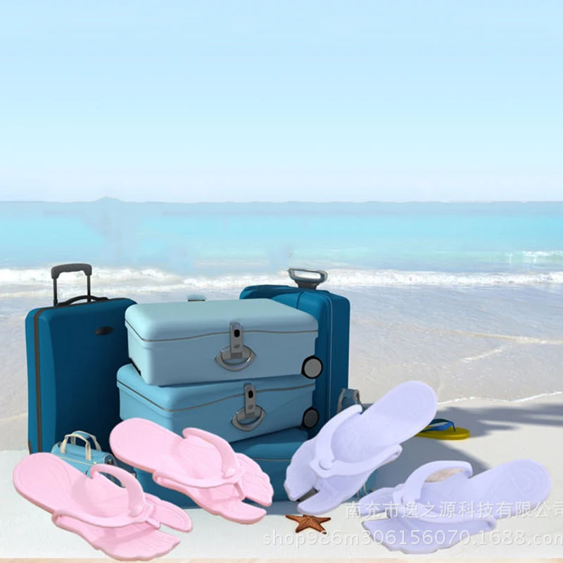 High Quality Travel Travel Portable Folding Couple Beach Net Red Vibrato flip flops Hotel Bath Non-slip Slippers