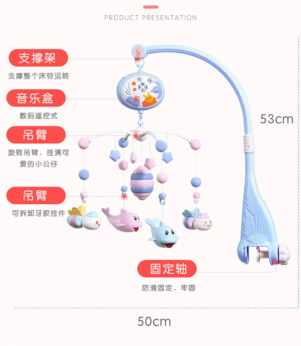 Детские погремушки в кроватку мобильные игрушки держатель вращающаяся кроватка Мобильная кровать Музыкальная Коробка проекция 0-12 месяцев новорожденный младенец мальчик игрушки