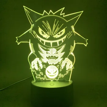 

Led Night Light Game Pokemon GO Gengar Figure Atmosphere for Kids Children Bed Room Decoration Nightlight Gift Lamp 3d Dropship